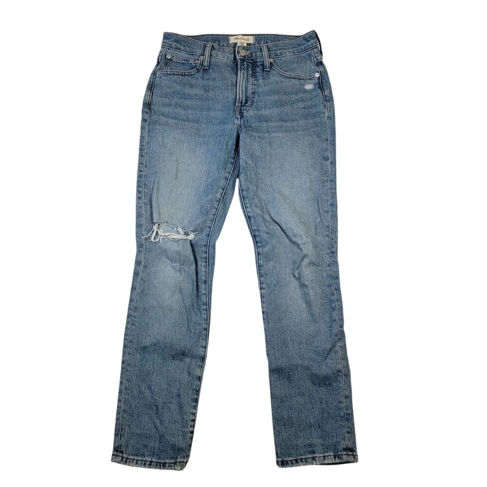 Madewell The Mid-Rise Perfect Vintage Jeans Sz 25 (28x27) Medium Wash Distressed
